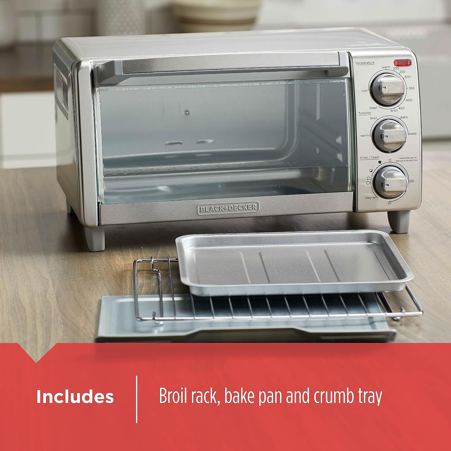 BLACK+DECKER TO1745SSG 4-Slice Toaster Oven
