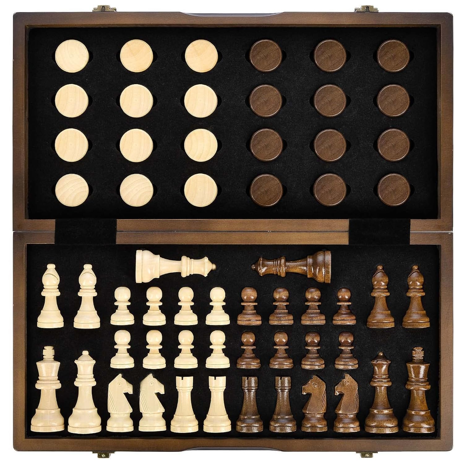 AMEROUS 15-inch Magnetic Wooden Chess Set