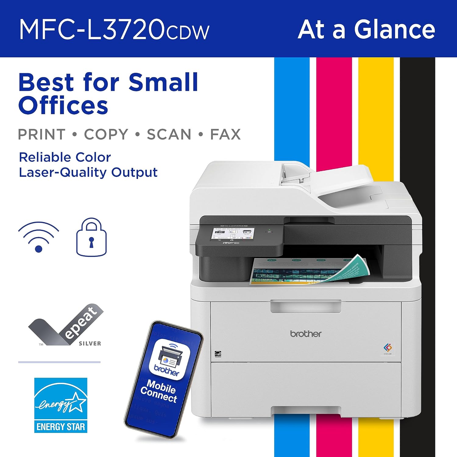 Brother MFC-L3720CDW Wireless Color Laser Printer with Scanner
