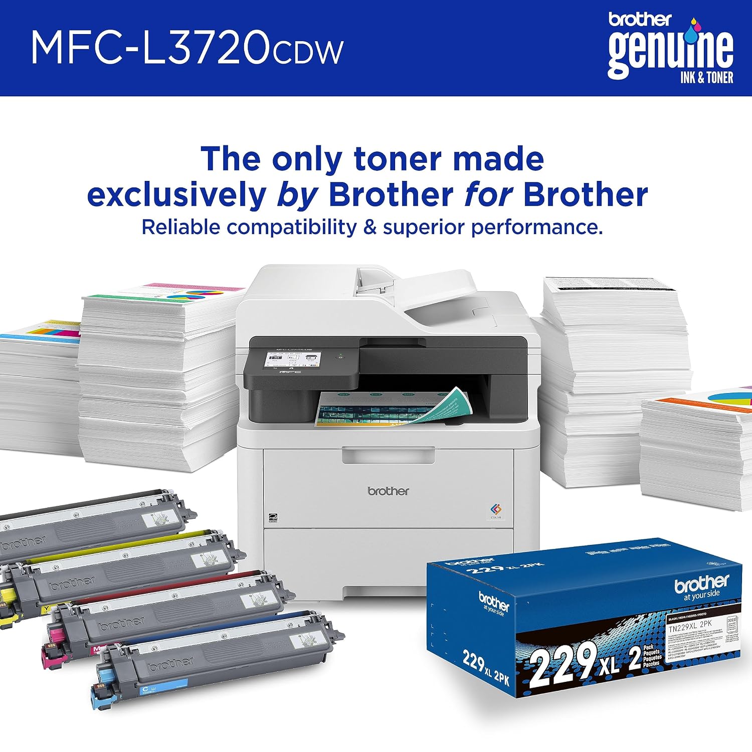 Brother MFC-L3720CDW Wireless Color Laser Printer with Scanner