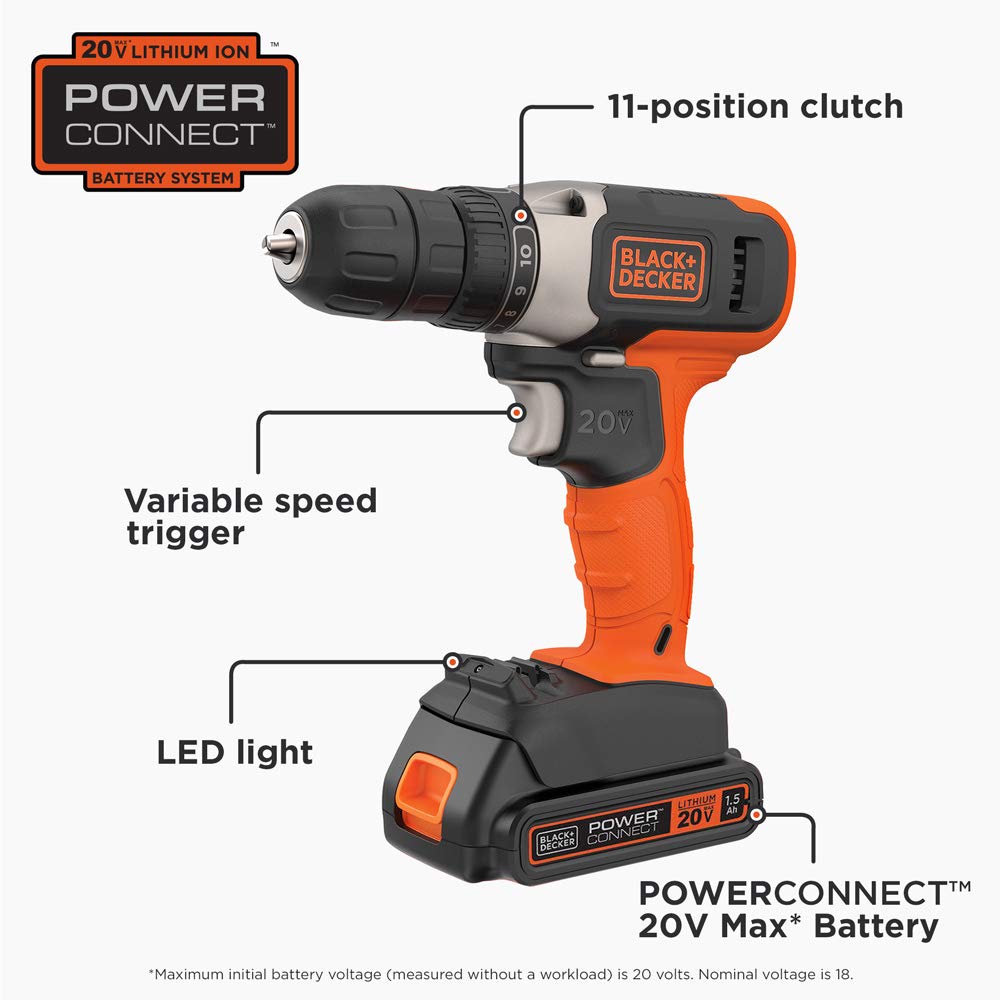 Black+Decker 20V Max Cordless Drill