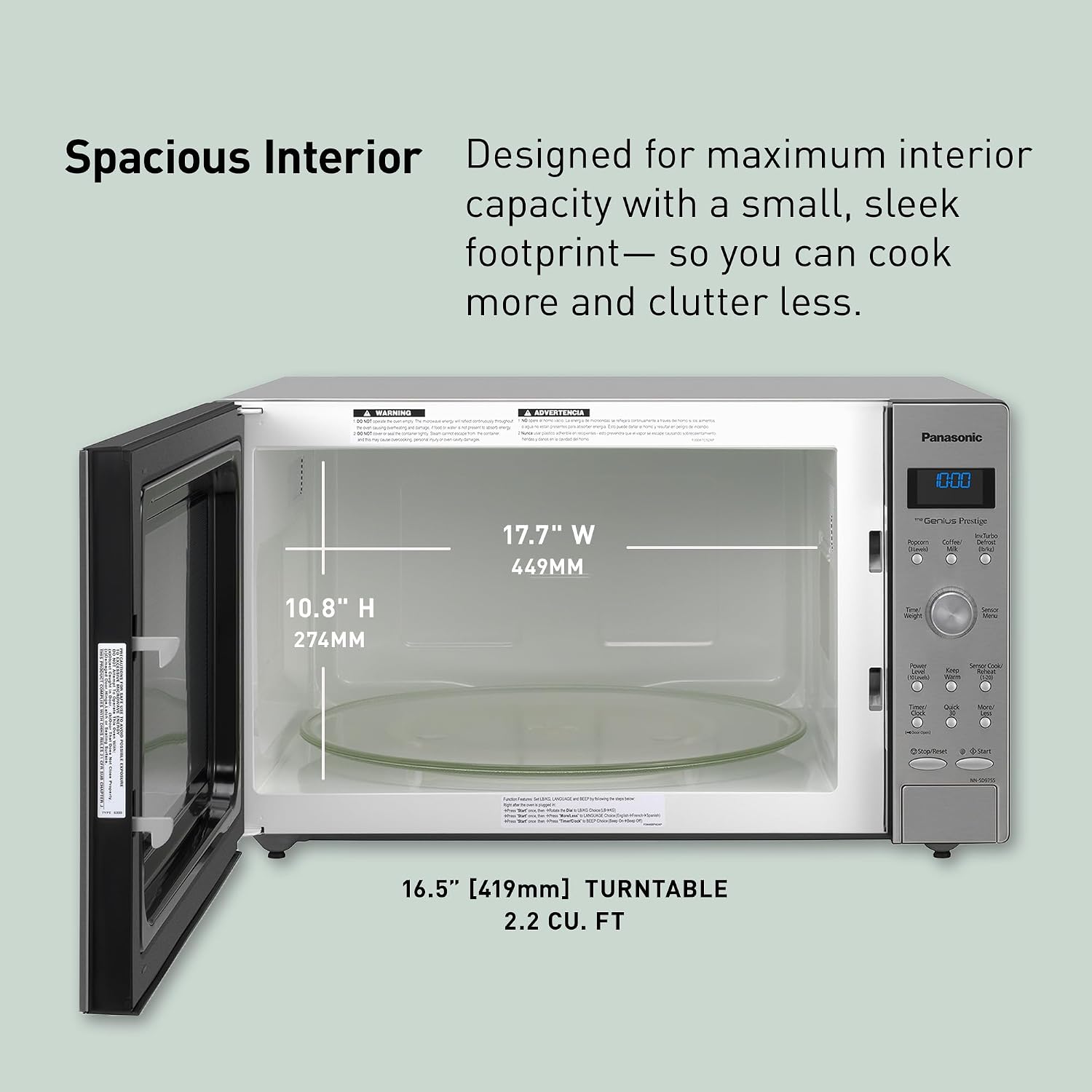 Panasonic NN-SD975S 2.2 Cu Ft Countertop Microwave