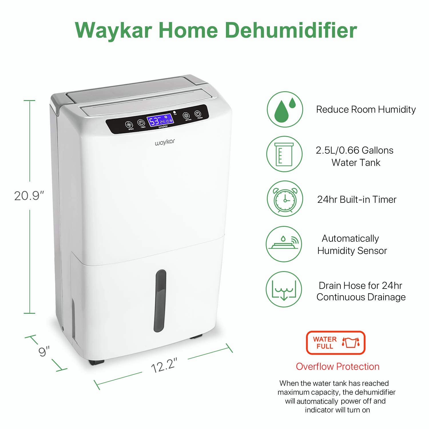 Waykar 34-Pint 2000-Sq-Ft Energy Star Dehumidifier
