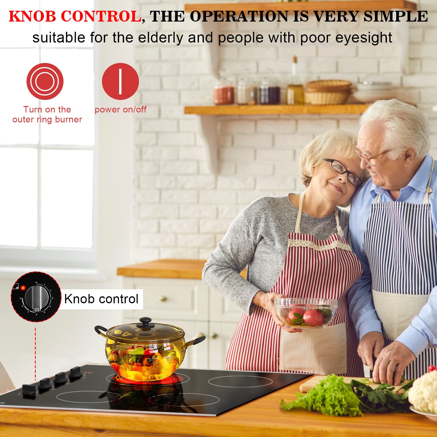 Karinear 30 Inch Electric Cooktop 4 Burners