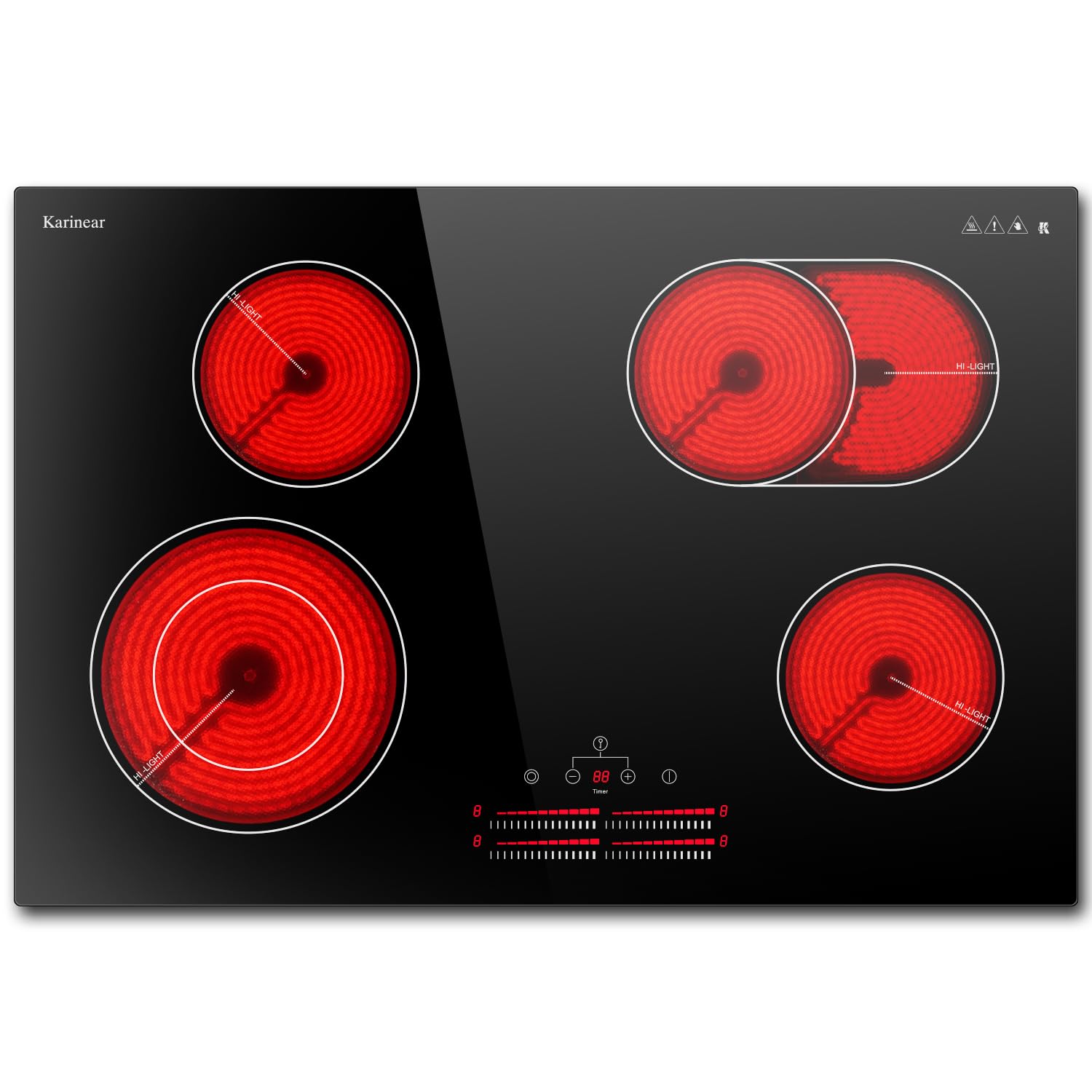 Karinear 30 Inch Electric Cooktop 4 Burners