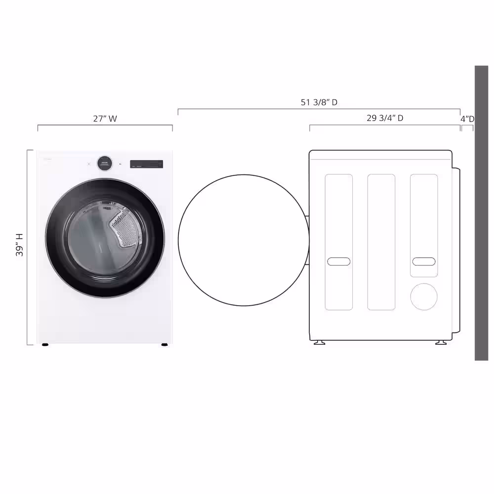 LG 7.4 cu. ft. Vented Stackable SMART Electric Dryer DLEX6500W