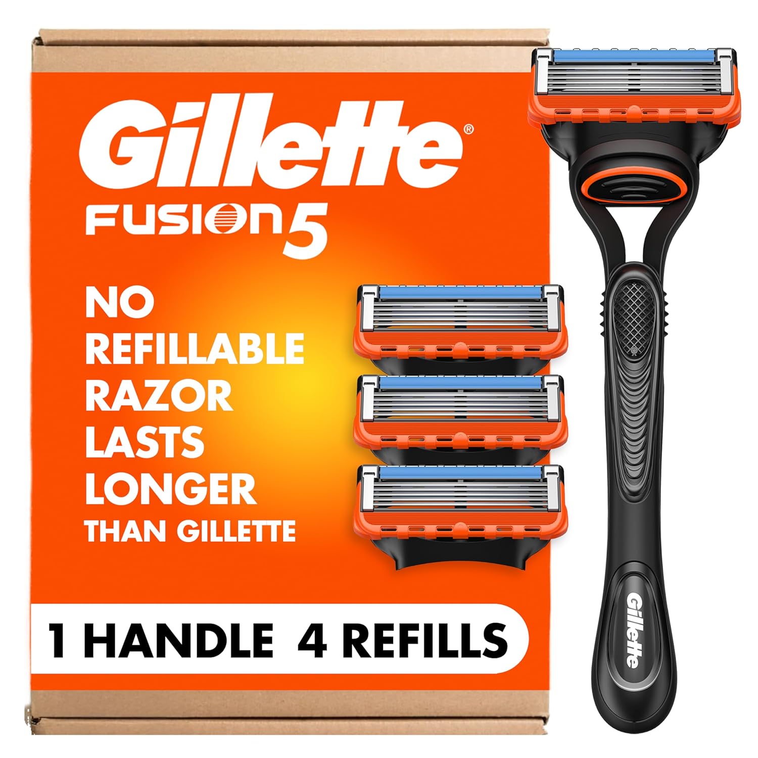 Gillette Fusion5 Men's Razor Handle with 4 Blade Refills