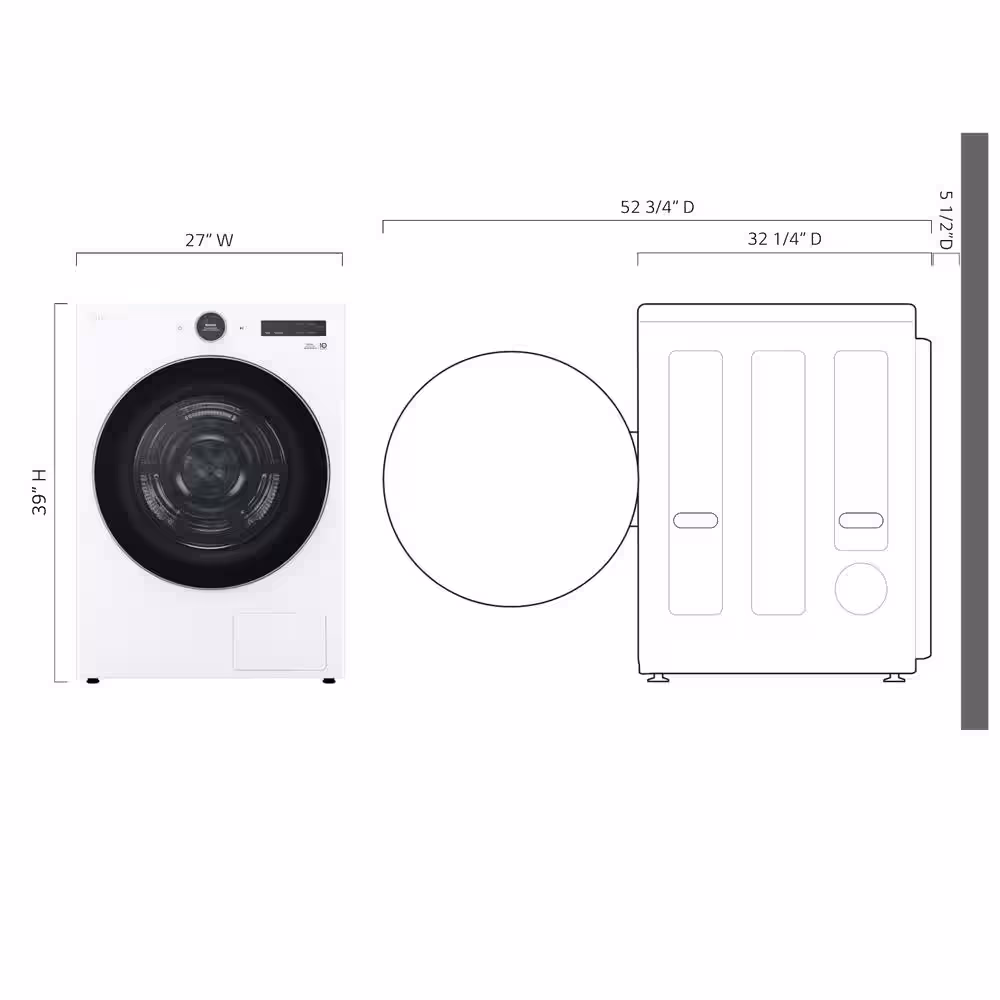 LG 7.8 cu. ft. Dual Inverter Heat Pump Dryer DLHC5502W