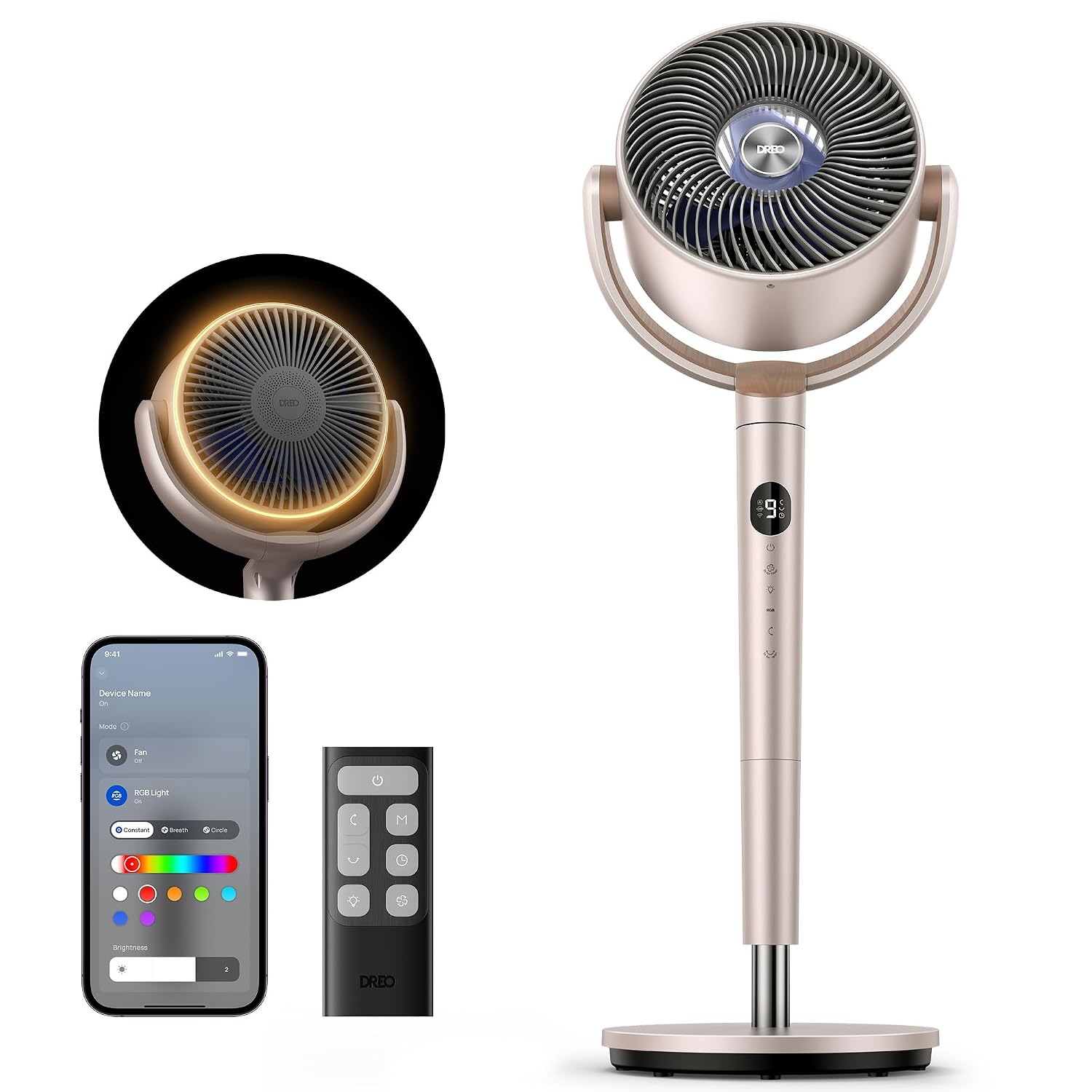 DREO Starlight Pedestal Fan 35-40 inch