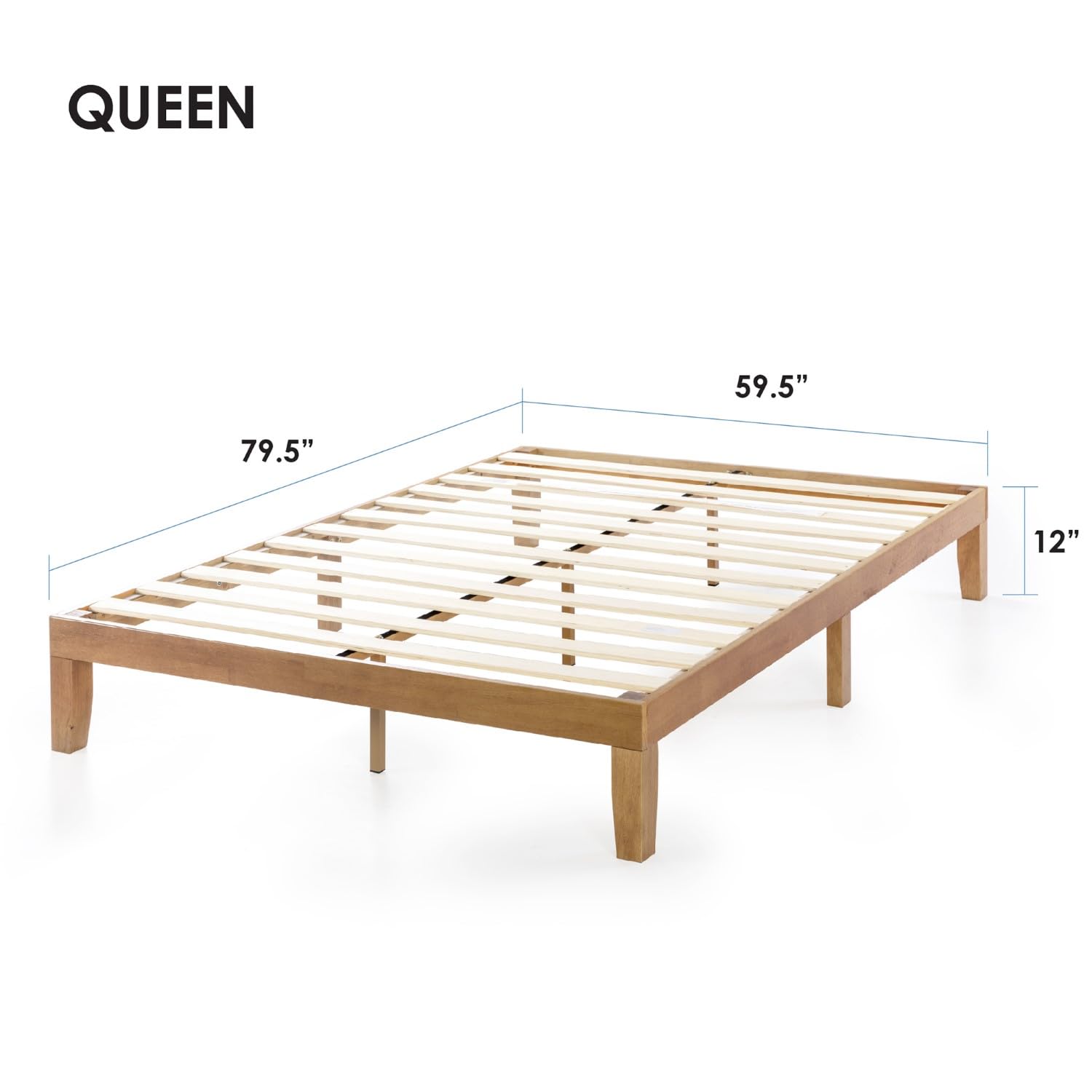 Mellow Naturalista Classic 12-inch Queen Wood Platform Bed Frame