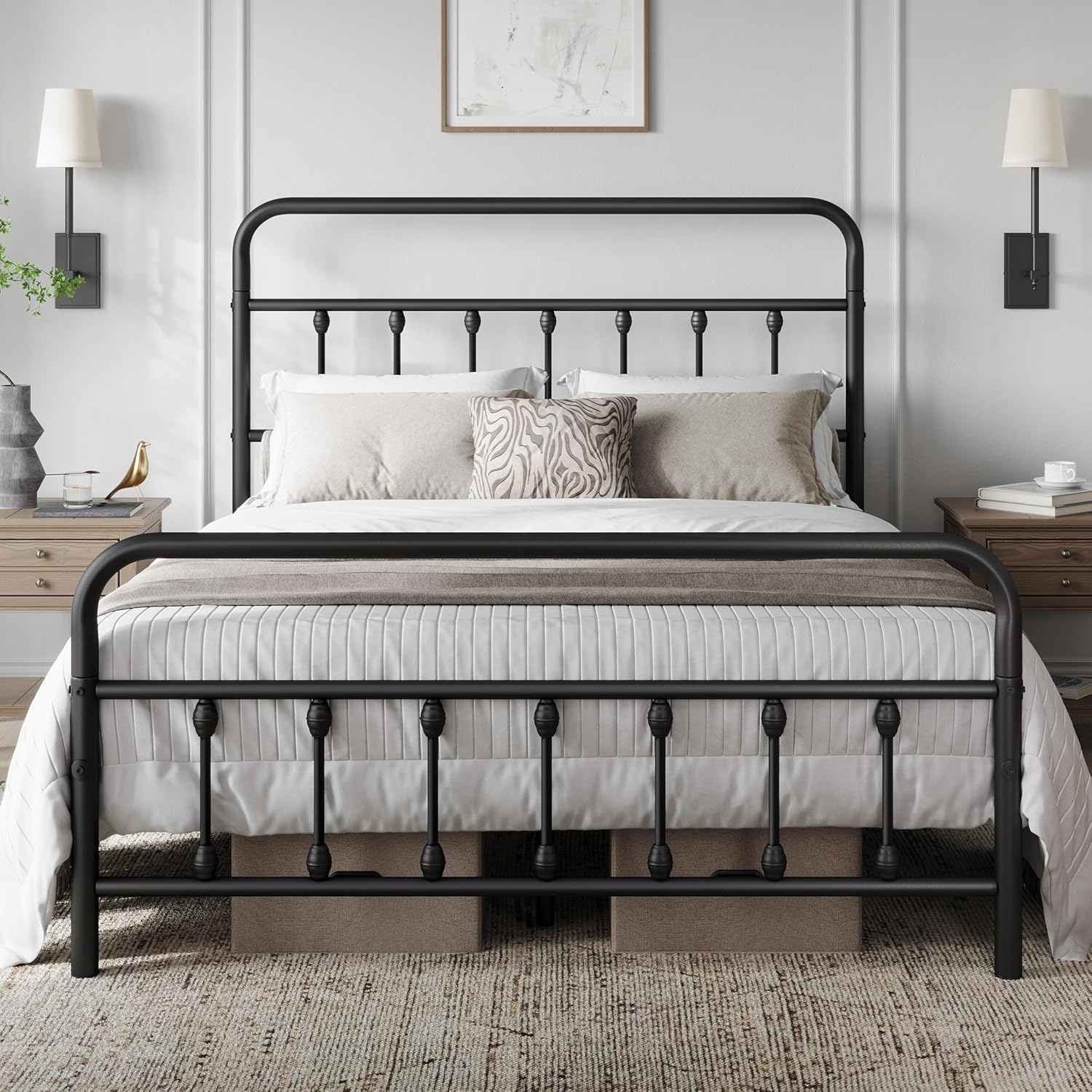 Yaheetech Victorian Vintage Queen Metal Platform Bed Frame