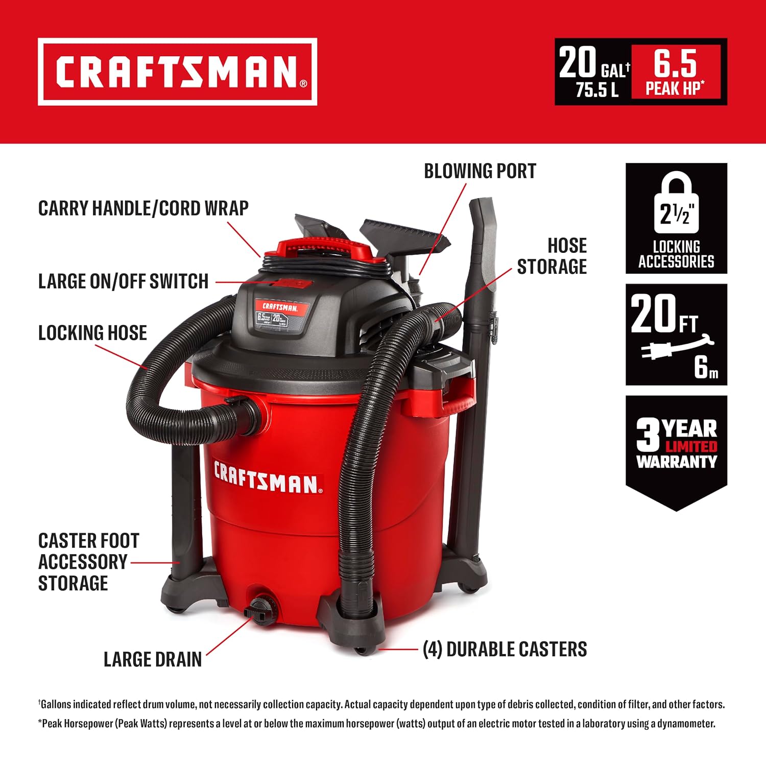 Craftsman 6-Gallon 3.5 Peak HP Wet/Dry Shop Vacuum