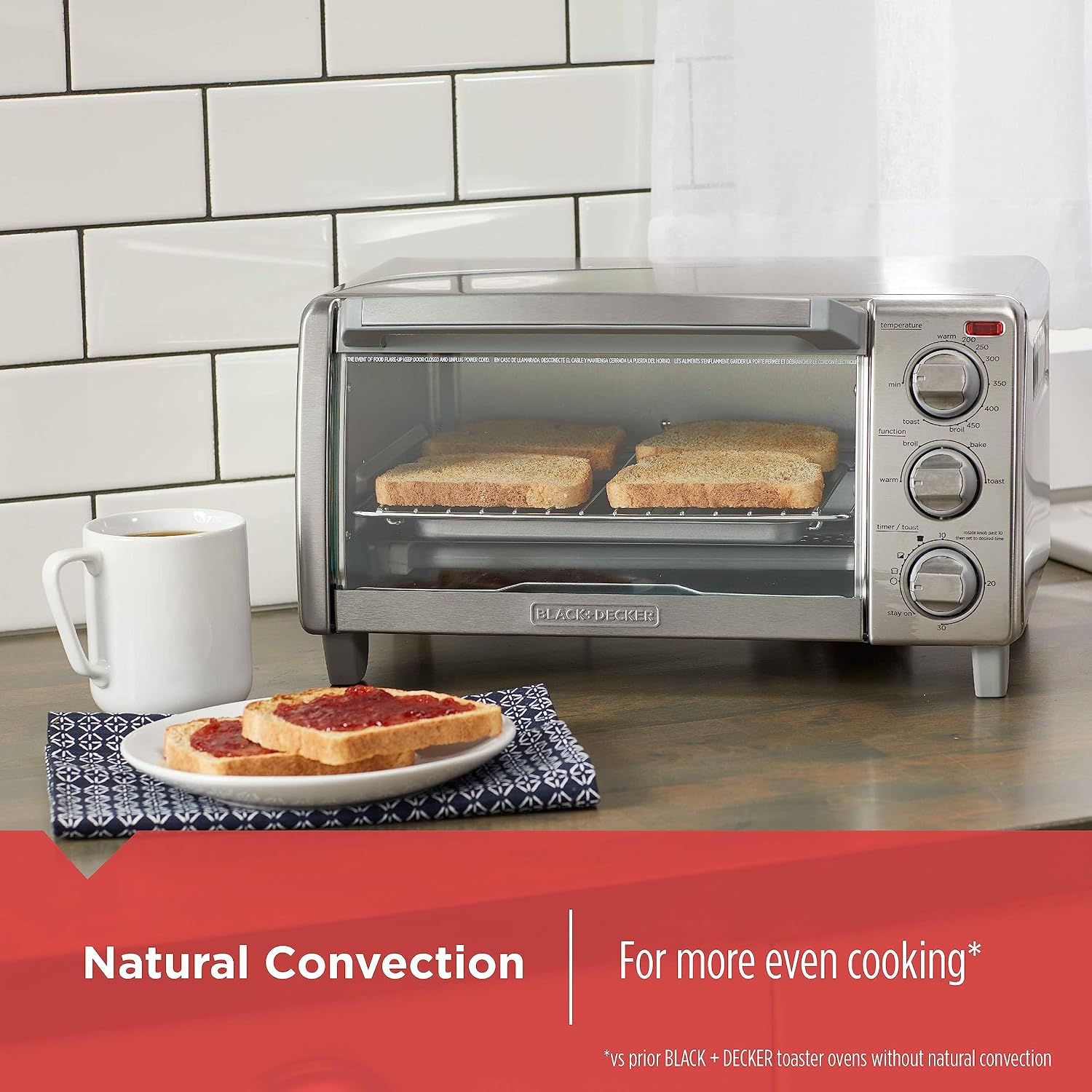 BLACK+DECKER 4-Slice Toaster Oven with Natural Convection