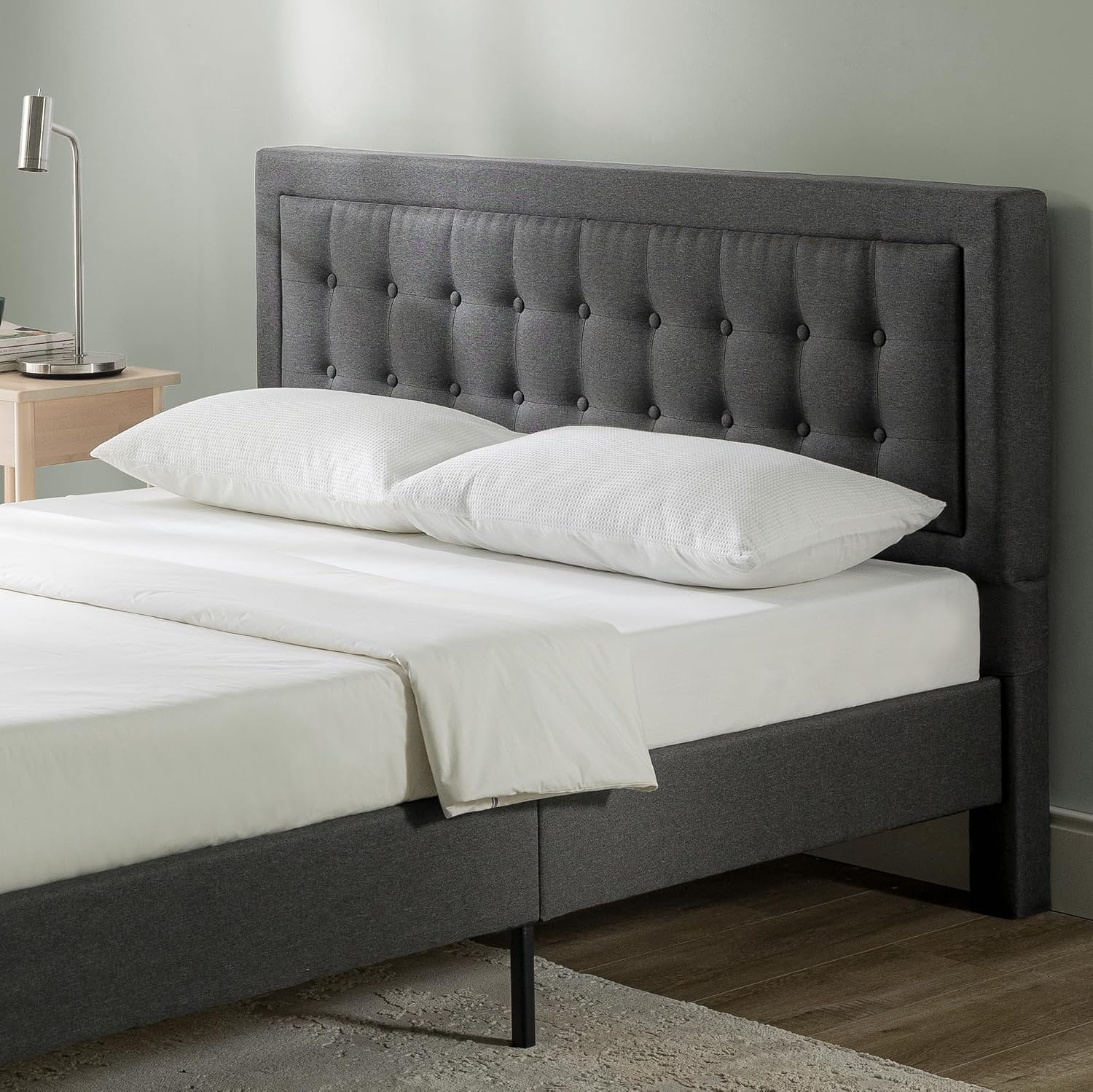 Zinus Dachelle Upholstered Platform Bed Frame, Dark Grey, Queen